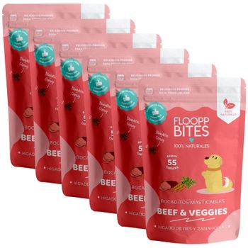 Snack Perro 100% Natural Flooppbites - Textura Masticable - Chuches, Premios Perro - Hígado, Miel Y Zanahorias