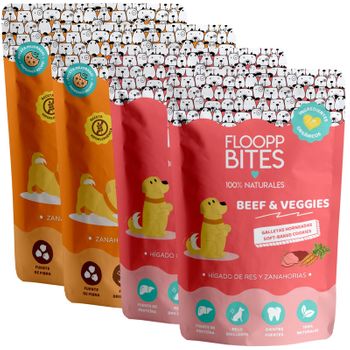 Snack Perro 100% Natural Flooppbites - Galleta Crujiente - Chuches Y Premios Perro - Zanahorias, Canela, Hígado De Res