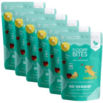 Snack Perro 100% Natural Flooppbites - Textura Masticable - Chuches, Premios Perro - Queso, Manzana Y Lino