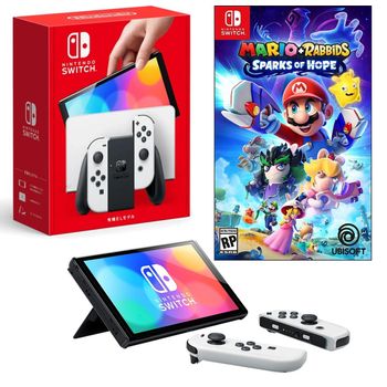 Consola Nintendo Switch Oled Blanca + Juego Mario + Rabbids Sparks Of Hope