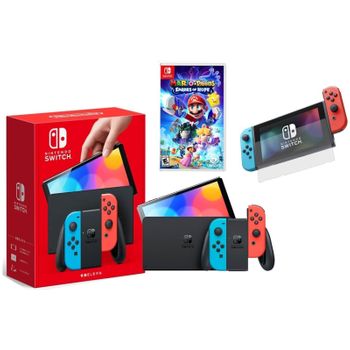 Consola Nintendo Switch Oled Azul Neon/ Rojo Neon + Juego Mario + Rabbids Sparks Of Hope