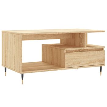 Mesa De Centro Madera Contrachapada Roble Sonoma 90x49x45 Cm