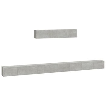 Set De Muebles De Tv 6 Piezas Madera Contrachapada Gris Hormigón