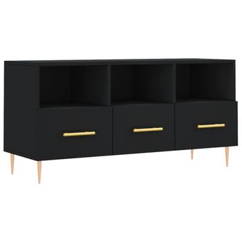 Mueble De Tv Madera De Ingeniería Negro 102x36x50 Cm