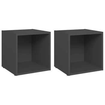 Muebles Para Tv 2 Unidades Madera Contrachapada Gris 37x35x37 Cm