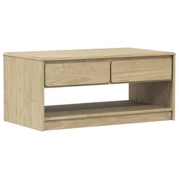 Mesa De Centro Sauda Madera Maciza Pino Color Roble 99x55x45 Cm