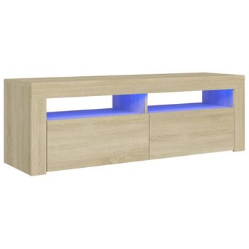 Mueble De Tv Con Luces Led Roble Sonoma 120x35x40 Cm