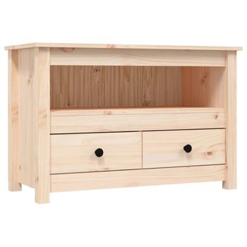 Mueble De Tv De Madera Maciza De Pino 79x35x52 Cm