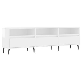 Mueble De Tv Madera Contrachapada Blanco Brillo 150x30x44,5 Cm