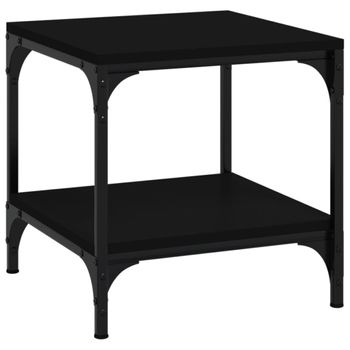 Mesa Auxiliar De Madera Contrachapada Negro 40x40x40 Cm