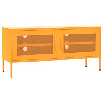 Mueble Para Tv De Acero Amarillo Mostaza 105x35x50 Cm