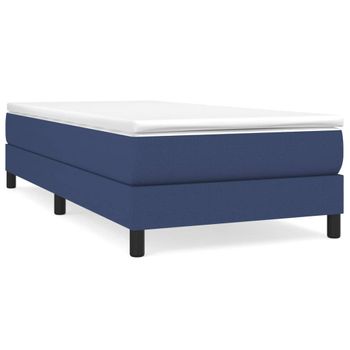 Estructura De Cama Box Spring Tela Azul 90x200 Cm