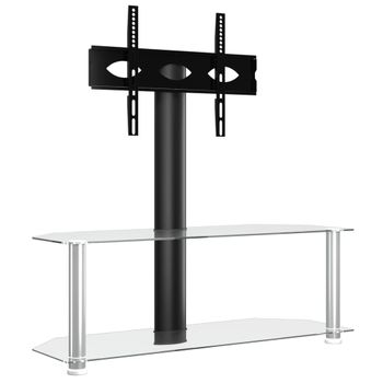 Mueble Tv Esquina 2 Niveles Para 32-70 Pulgadas Negro Plateado