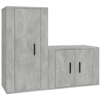 Set De Muebles De Tv 2 Piezas Madera Contrachapada Gris Hormigón