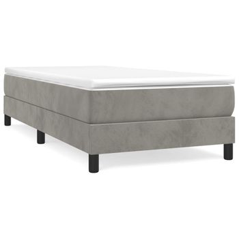 Estructura De Cama Box Spring Terciopelo Gris Claro 100x200 Cm