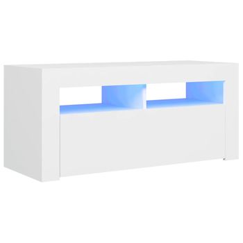 Mueble De Tv Con Luces Led Blanco 90x35x40 Cm