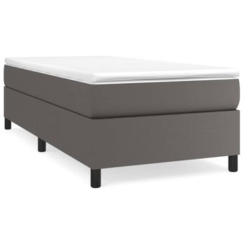 Estructura De Cama Box Spring Cuero Sintético Gris 90x200 Cm