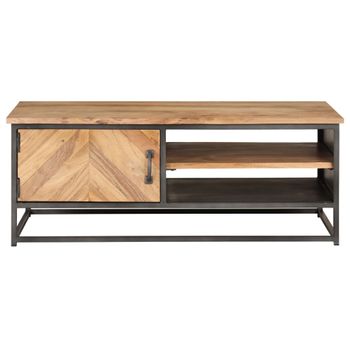 Mesa De Centro De Madera Maciza De Acacia 90x50x35 Cm