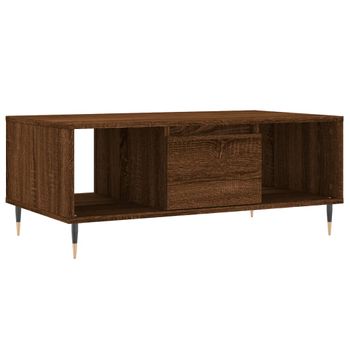 Mesa De Centro Madera Contrachapada Marrón Roble 90x50x36,5 Cm