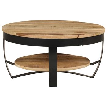 Mesa De Centro De Madera Maciza Áspera De Mango 65x32 Cm