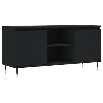 Mueble De Tv Madera De Ingeniería Negro 104x35x50 Cm