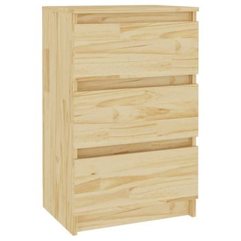 Mesita De Noche Madera Maciza De Pino 40x29,5x64 Cm