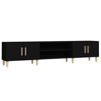 Mueble De Tv Madera Contrachapada Negro 180x31,5x40 Cm