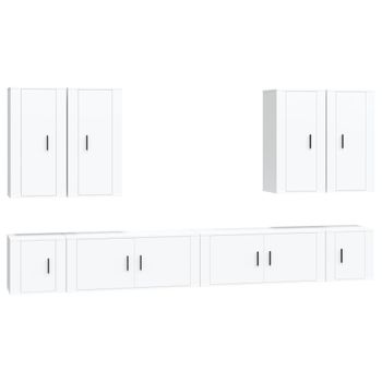 Set De Muebles Para Tv 8 Piezas Madera Contrachapada Blanco