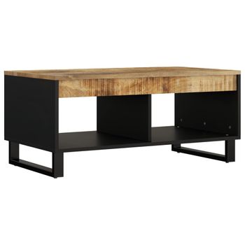 Mesa De Centro De Madera Maciza Mango 90x50x40 Cm