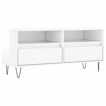 Mueble De Tv Madera Contrachapada Blanco Brillo 100x34,5x44,5cm