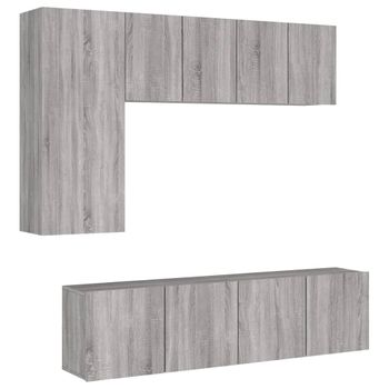 Muebles De Tv De Pared 5 Piezas Madera De Ingeniería Gris Sonoma