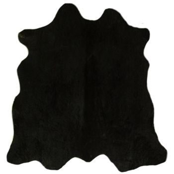 Alfombra Piel De Vaca Natural Negro + 1 Cojín Mb-1868