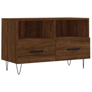 Mueble Para Tv Madera Contrachapada Roble Marrón 80x36x50 Cm