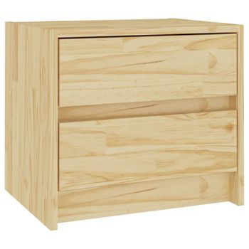 Mesita De Noche Madera Maciza De Pino 40x30,5x35,5 Cm