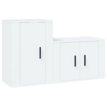 Set De Muebles De Tv 2 Piezas Madera Contrachapada Blanco