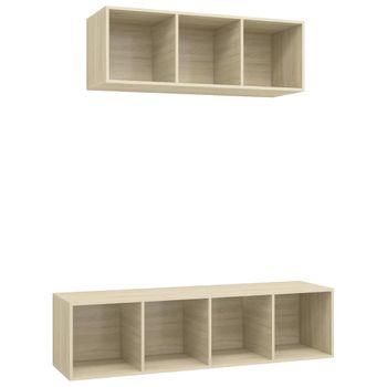 Juego De Muebles De Salón 2 Piezas Madera Ingeniería Roble Sonoma