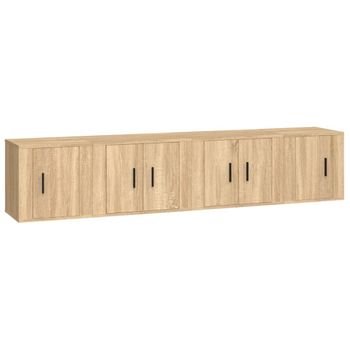 Set De Muebles Para Tv 4 Piezas Madera Contrachapada Roble Sonoma