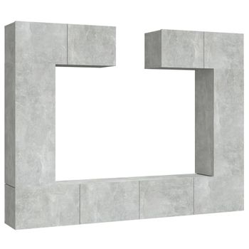 Set De Muebles De Tv 6 Piezas Madera Contrachapada Gris Hormigón