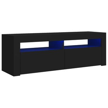 Mueble De Tv Con Luces Led Negro 120x35x40 Cm