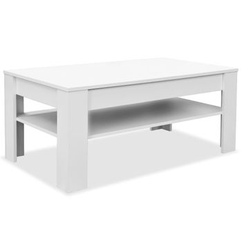 Mesa De Centro De Madera Aglomerada 110x65x48 Cm Blanca