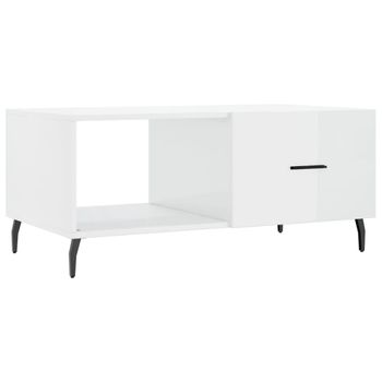 Mesa De Centro Madera Contrachapada Blanco Brillo 90x50x40 Cm