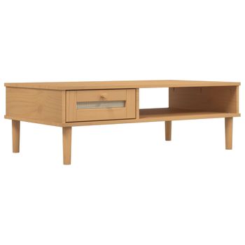 Mesa De Centro Senja Aspecto Ratán Madera Marrón 100x55x33 Cm