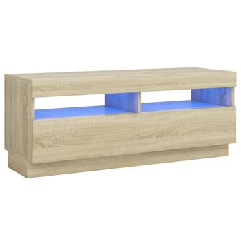 Mueble De Tv Con Luces Led Roble Sonoma 100x35x40 Cm