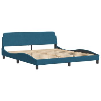 Estructura De Cama Con Cabecero Terciopelo Azul 180x200 Cm