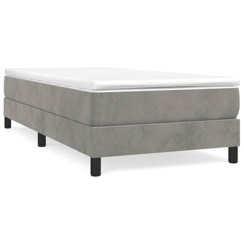 Estructura De Cama Box Spring Terciopelo Gris Claro 90x190 Cm