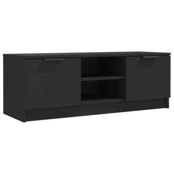 Mueble De Tv Madera Contrachapada Negro 102x35x36,5 Cm