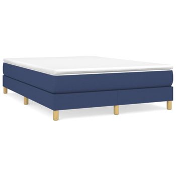 Estructura De Cama Box Spring Tela Azul 140x190 Cm