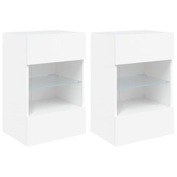 Muebles De Tv De Pared Con Luces Led 2 Unidades Blanco 40x30x60,5 Cm