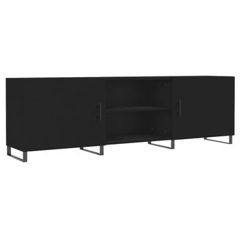 Mueble Para Tv Madera De Ingeniería Negro 150x30x50 Cm