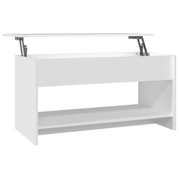 Mesa De Centro Madera Contrachapada Blanco 102x50x52,5 Cm